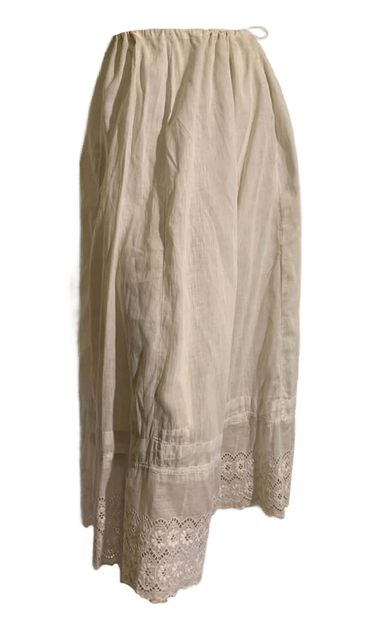 White Cotton Petticoat with Embroidery and Lace Skirt circa 1890s