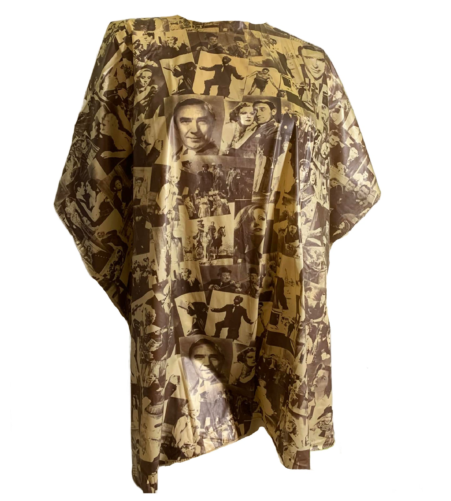 Golden Age of Hollywood Silver Screen Stars Photo Print Vinyl Beauticians Cape circa 1970s