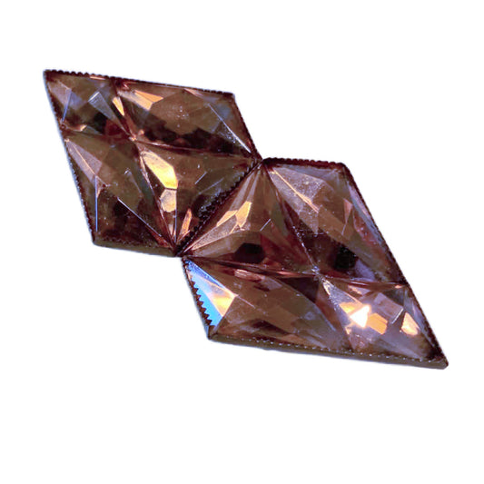 Pale Pink Beveled Glass Belt Buckle circa 1930s