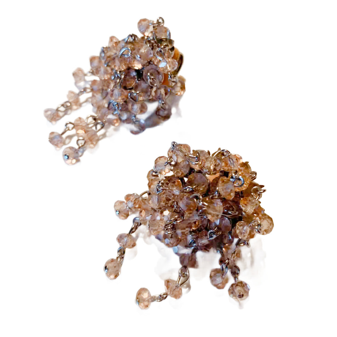 Sparkling Pink Rhinestone Trembler Clip Earrings circa 1960s