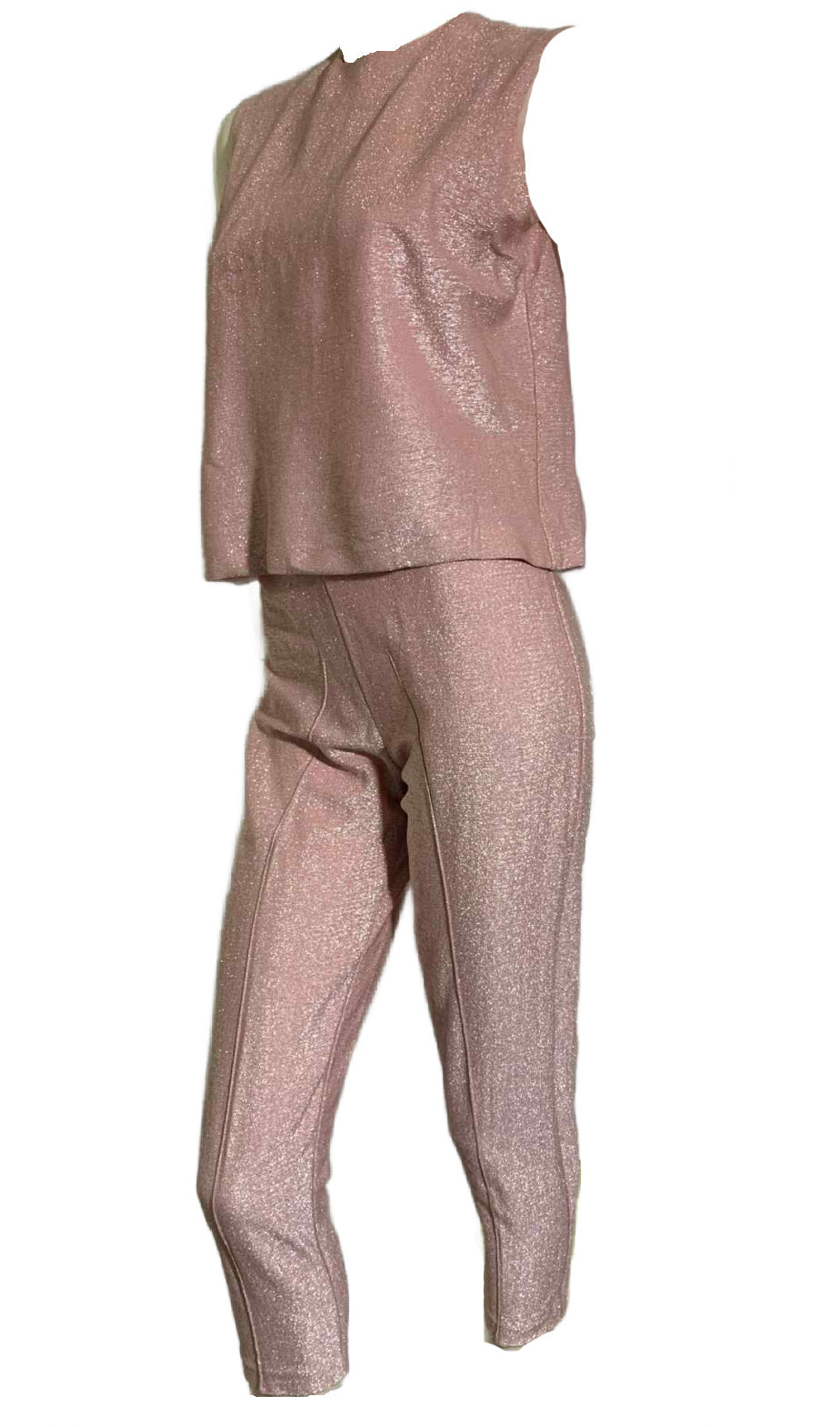 Pink Lurex! Two Piece Pink Lurex Boxy Top and Pedal Pusher Pants circa 1960s