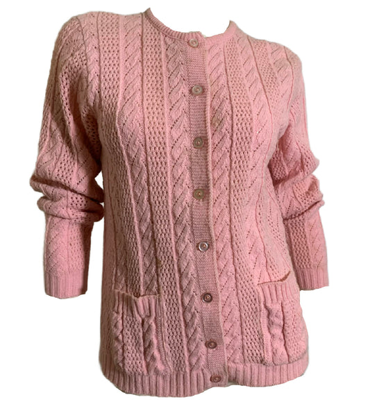 Baby Pink Button Down Cardigan Sweater circa 1960s