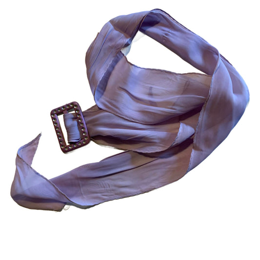 Piper NOOO 1960s Lavender Chiffon Scarf Sash Rhinestone 1980s Buckle