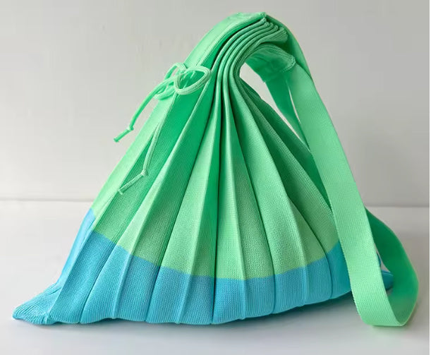 Sparrow- the Pleated Two Tone Knit 1940s Inspired Handbag with Drawstring