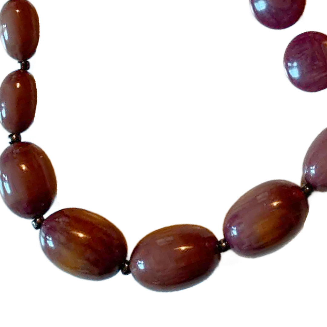 Purple Stardust Bakelite Beaded Necklace and Earrings Set circa 1940s
