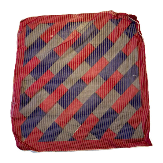 Red and Blue Men's Silk Handkerchief Pocket Squares circa 1950s