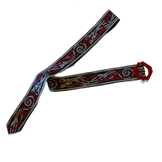 Blood Dragon Celtic Ribbon Belt with 1930s Red Buckle