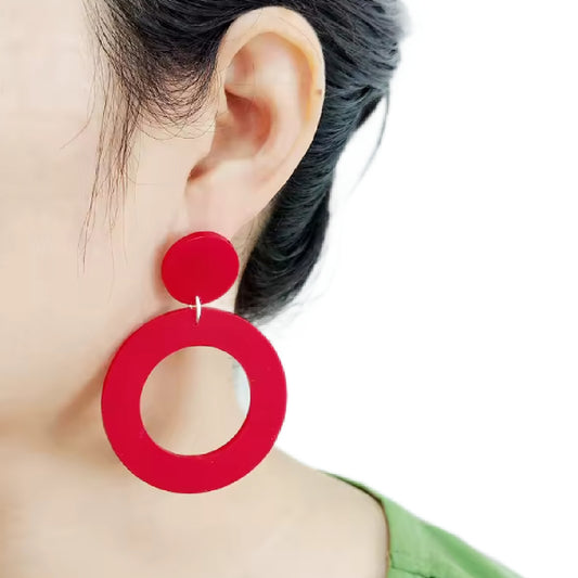 Mony- the Op Art Shaped Dangle Earrings 3 Colors 4 Shapes Red White Black