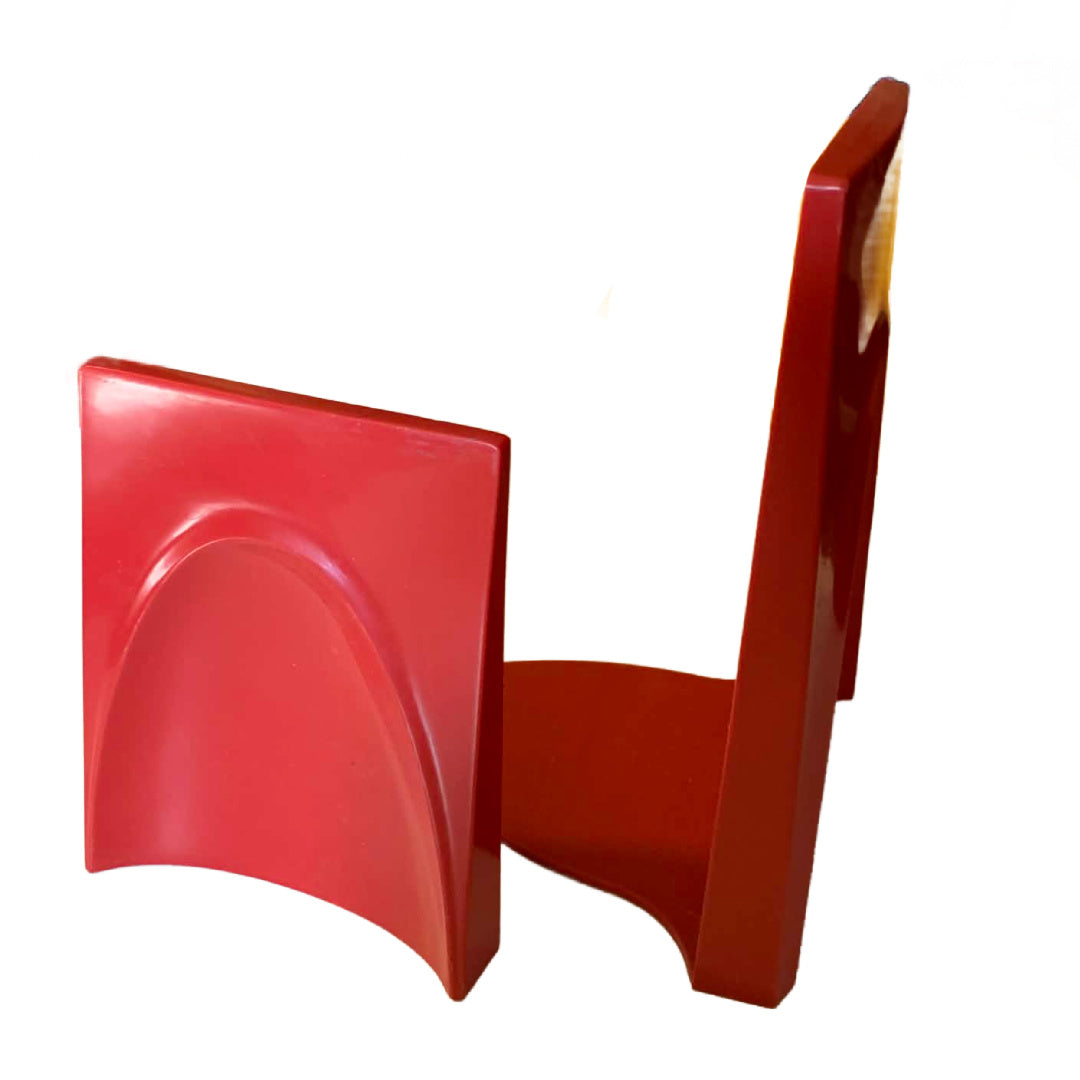 MCM Red Plastic Bookends Set 2 Sizes 1960s