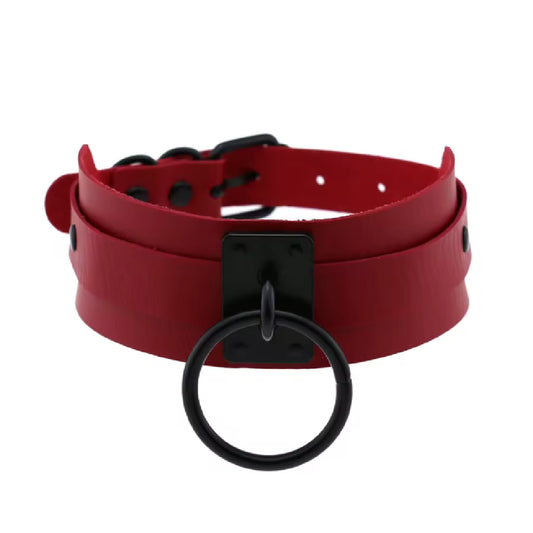 Jacqueline- the Red Vinyl O-Ring Collar