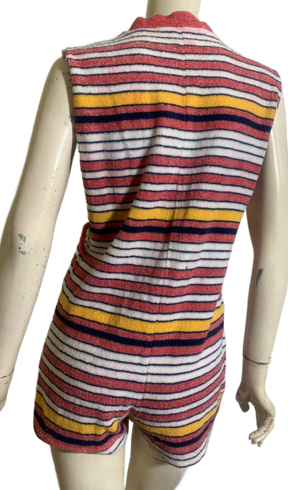 Summer Sweet Colored Stripes Terry Cloth Romper circa 1980s