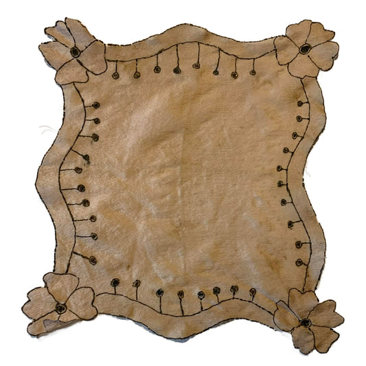 Art Deco Apricot Silk Hand Painted Handkerchief Scarf circa 1920s