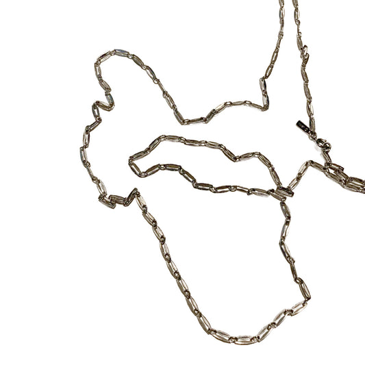 Silver Tone Metal Oval Link Super Long Layering Necklace circa 1970s