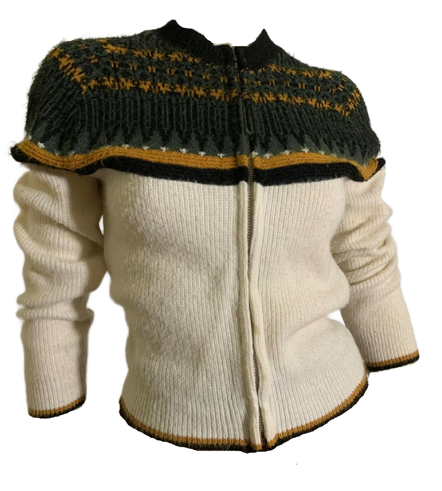 Zip Front Brown and Black Ski Sweater circa 1960s