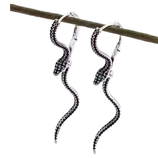 Lorna- the Egyptian Revival Sterling Silver Snake Earrings