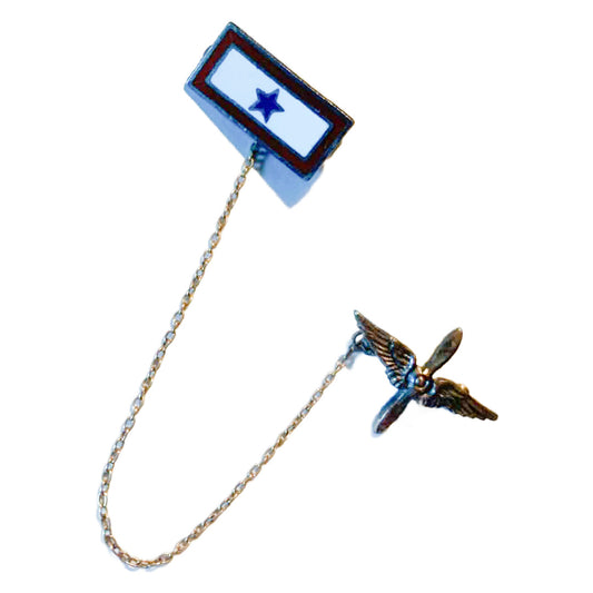 WWII Star and Winged Propellers Sweetheart Pin w/ Chain circa 1940s