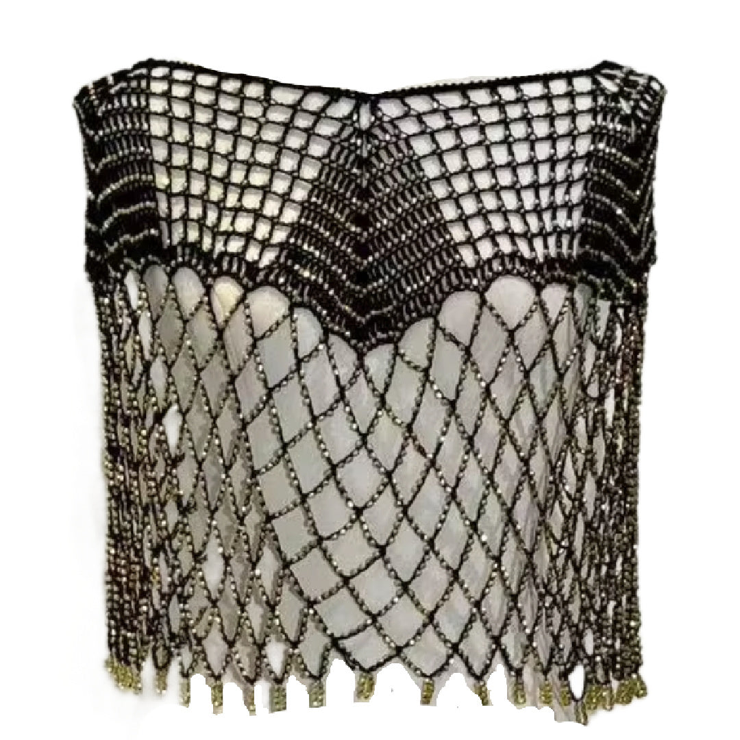 Trixie- the Beaded Mesh Art Deco Top