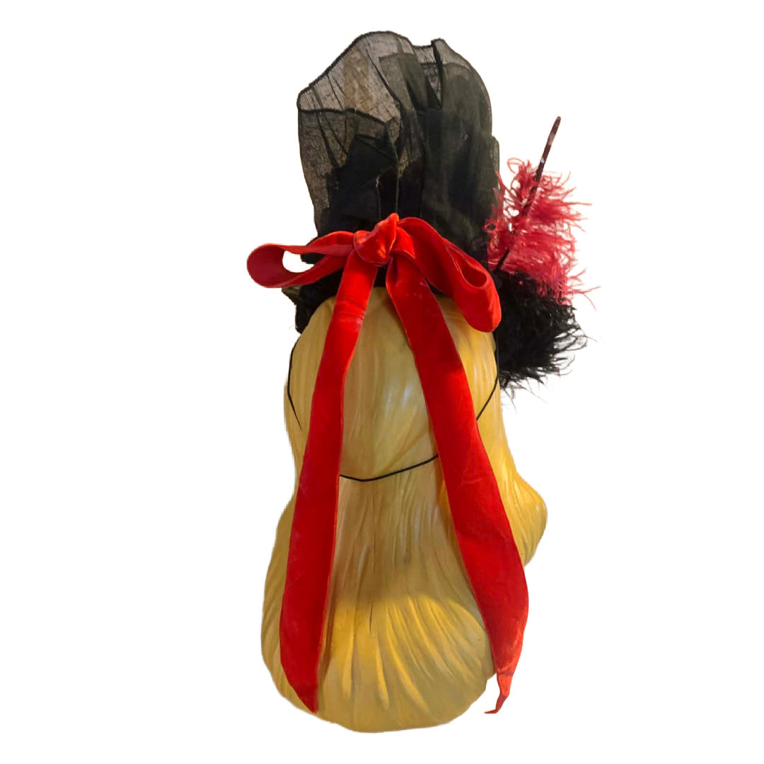 Moulin Rouge Reimagined Shades of Red and Pink Feather and Flower Black Velvet Tilt Hat