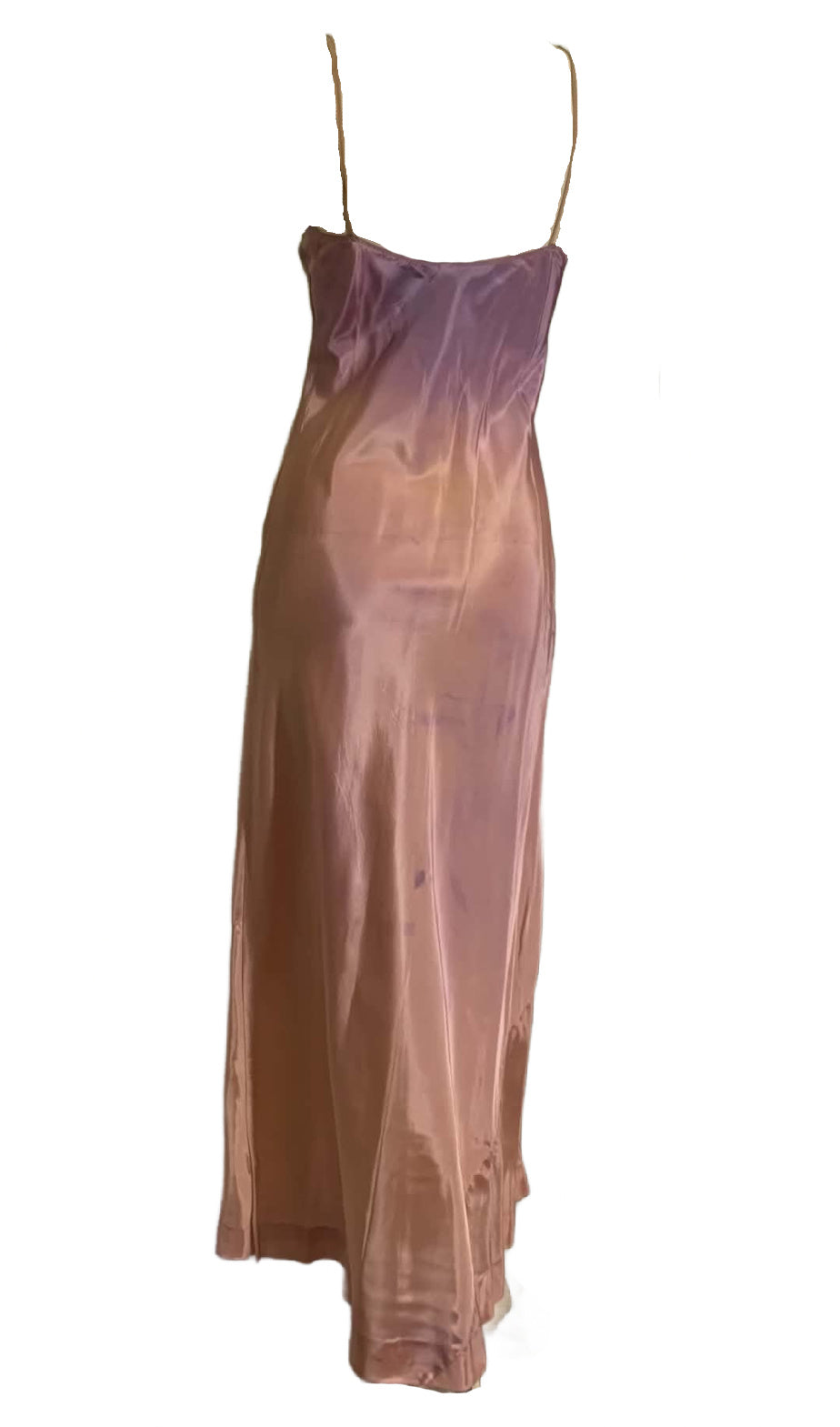 Ombré Dyed Violet and Pink Taffeta Slip Dress circa 1930s