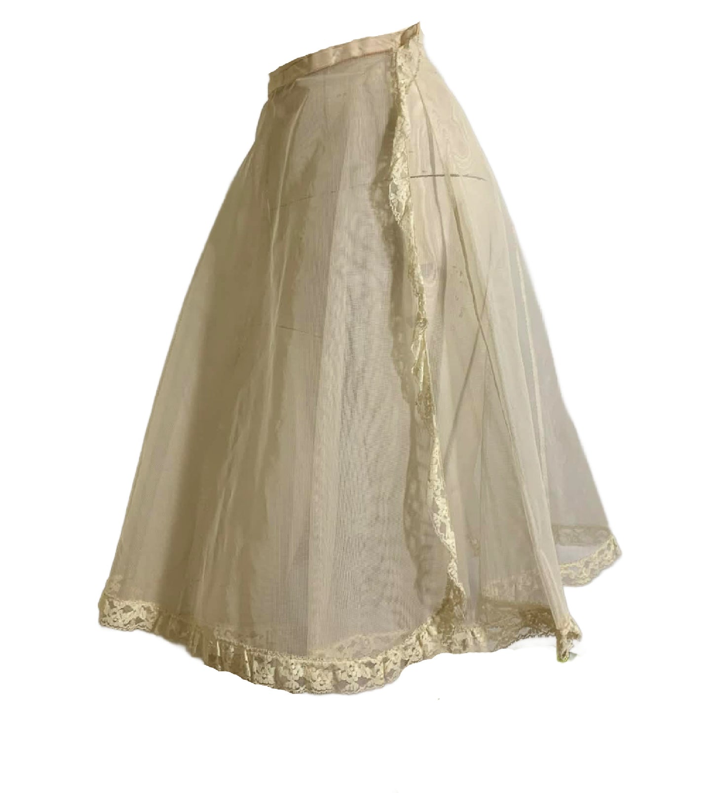 Mesh and Lace Wrap Around Half Slip Adjustable Velcro Closure circa 1960s
