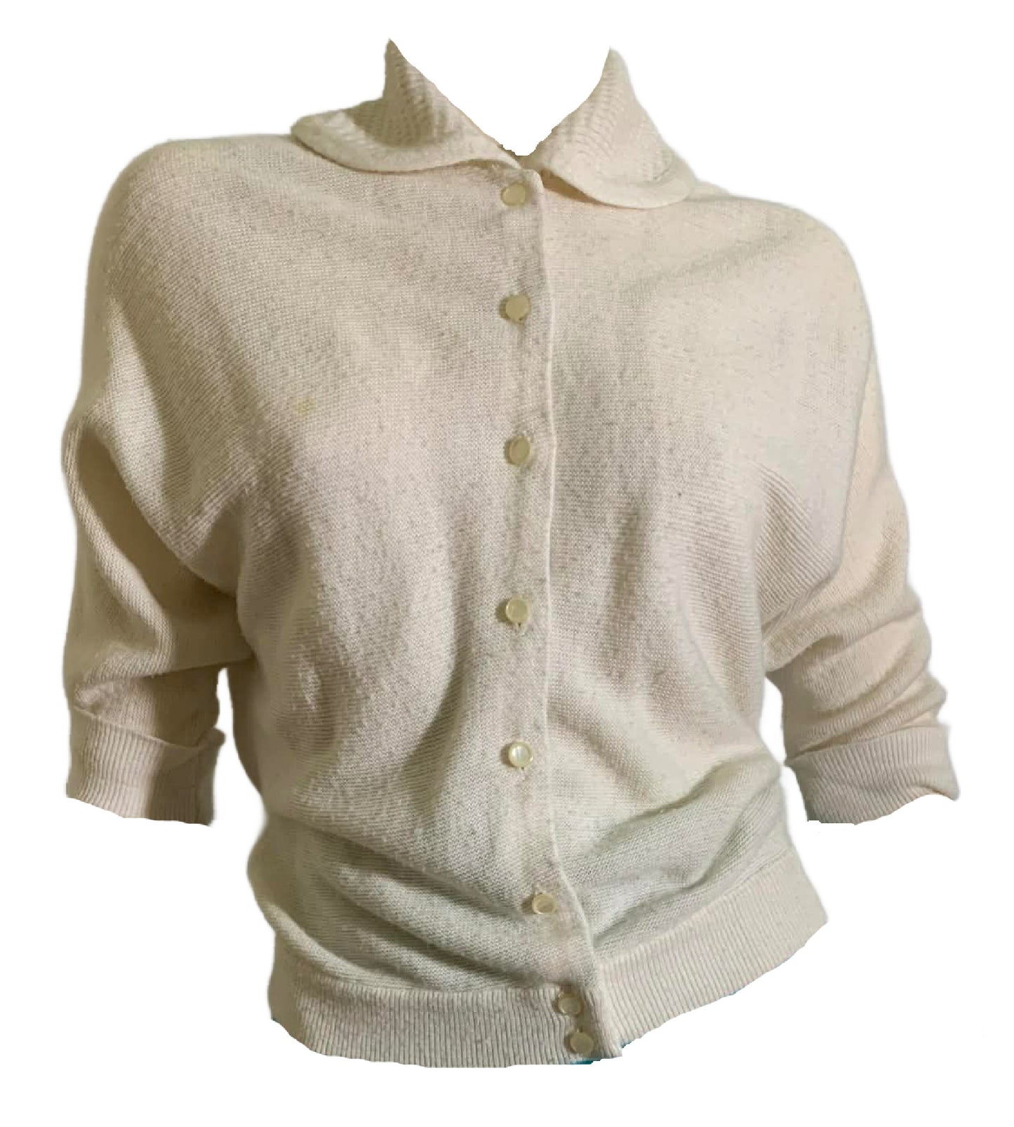 Winter White Button Front Sweater circa 1960s