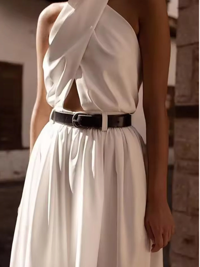 Fia- the White Palazzo Pant Halter Top Jumpsuit
