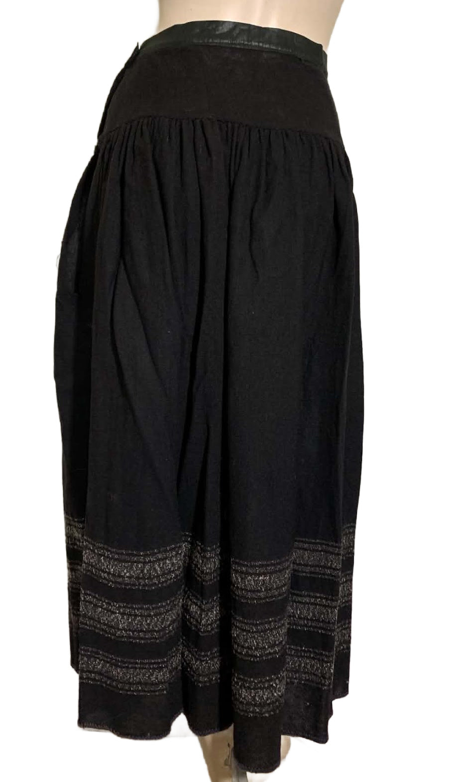 Black and Grey Wool Striped Hem circa 1910s