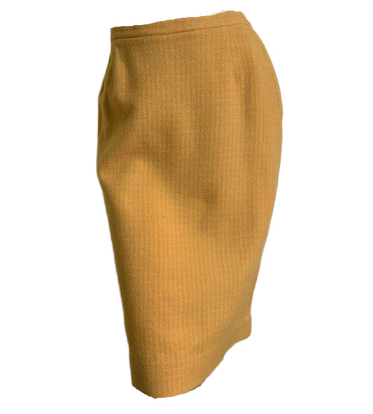 Sunflower Yellow Wool Pencil Skirt circa 1960s