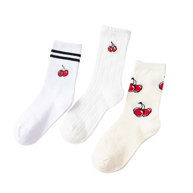 Summery Sweet Cherry Design Ankle Socks 4 Styles