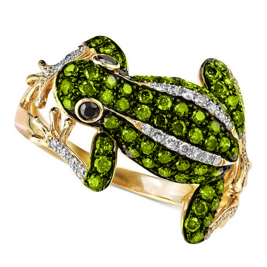 Frog Prince Green Rhinestone Ring