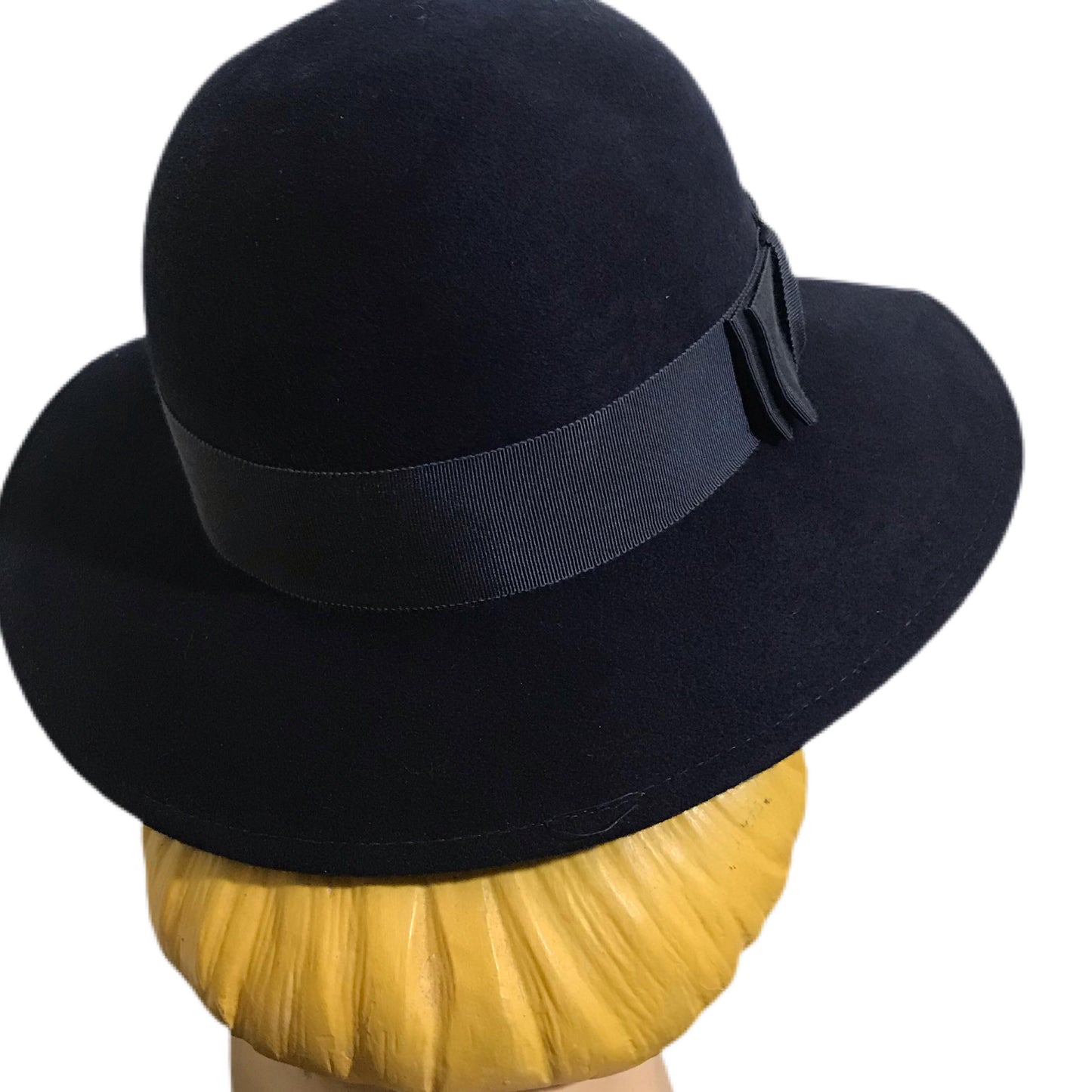 Noir Starlet Deep Blue Rounded Fedora Hat circa 1980s