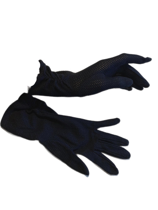 Deep Blue Textured Nylon Wrist Length Gloves circa 1960s