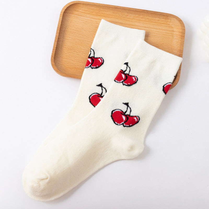 Summery Sweet Cherry Design Ankle Socks 4 Styles