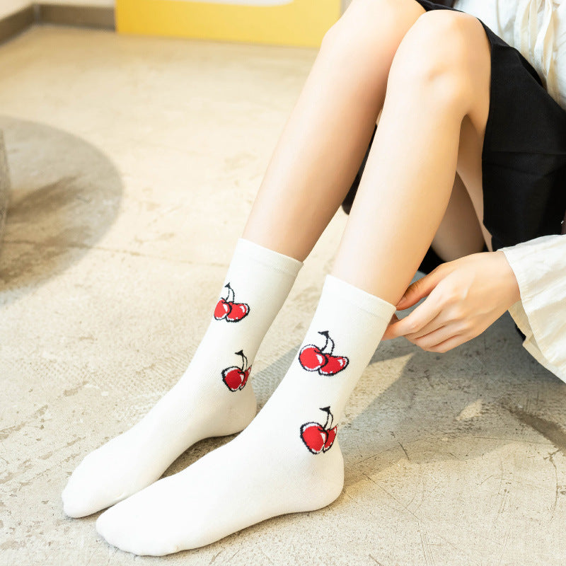 Summery Sweet Cherry Design Ankle Socks 4 Styles