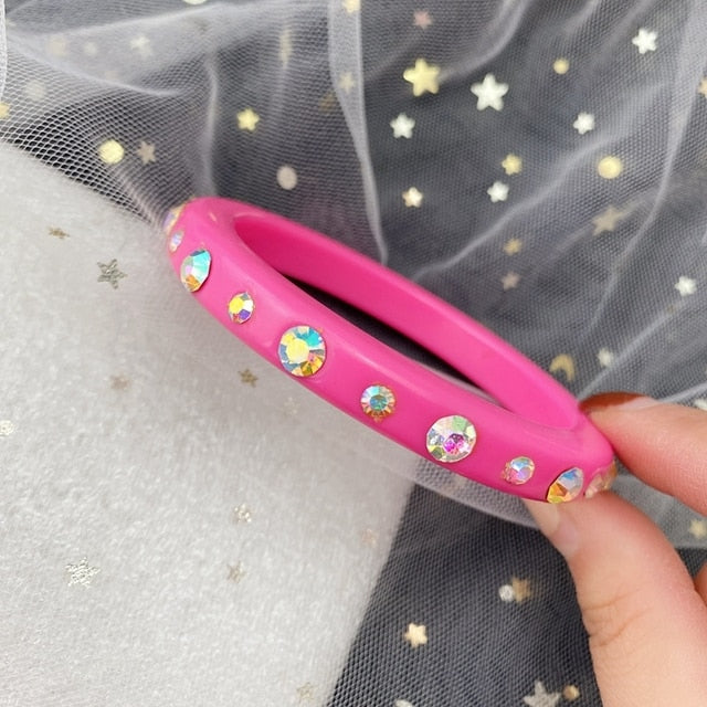 Susanna- the 80s Style Rhinestone Studded Bangle Bracelet 3