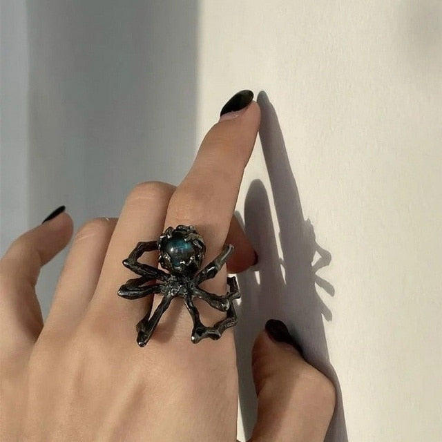 Orb- the Orb Weave Spider Ring with Crystal Ball