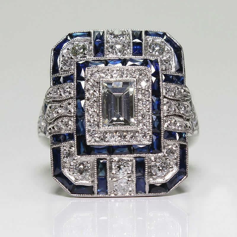 Harlow- the 1930s Inspired Art Deco Rhinestone Ring 5 Color Ways