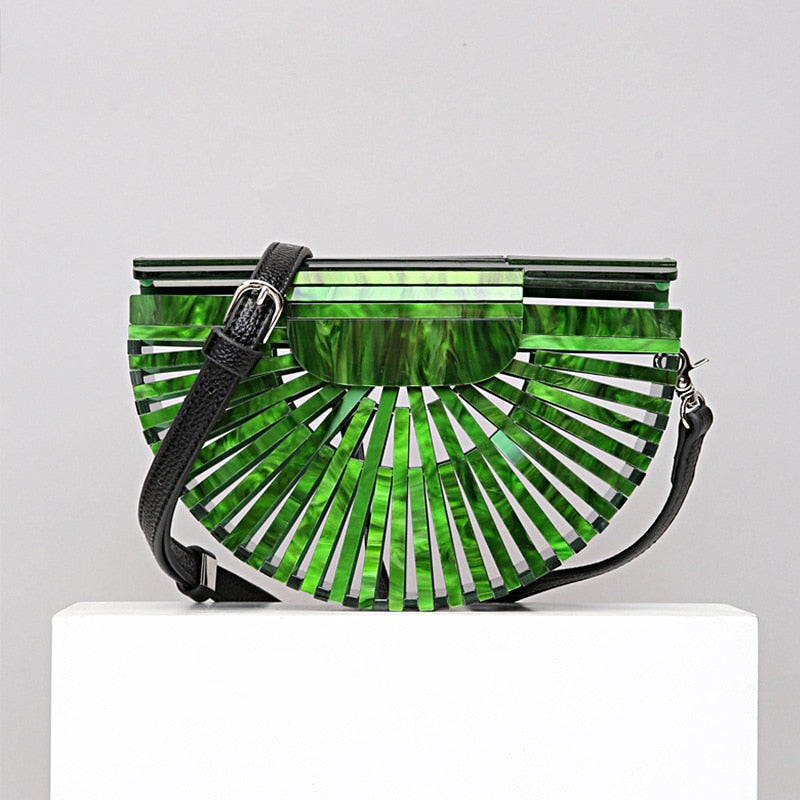 Rita- the Fan Shaped Marbled Acrylic 1940s Style Handbag 4 Colors