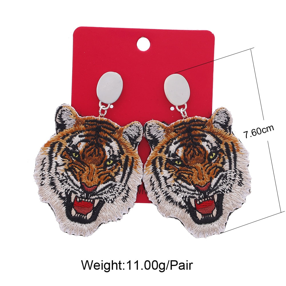 Claw- the Tiger's Head Dangle Rhinestone Earrings 4 Styles