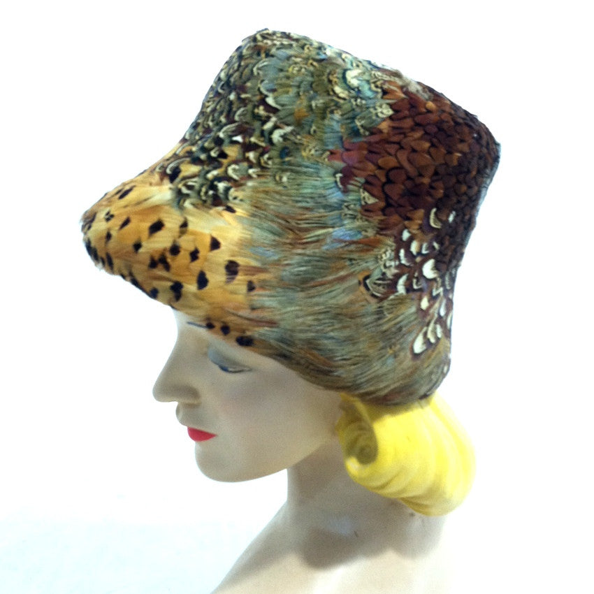Brilliant Pheasant Feather Bucket Hat circa 1960s