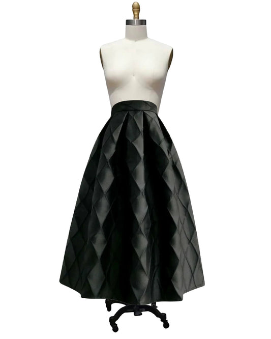 Black Diamond- the Stereophonic Harlequin Two Tone Black Full Skirt