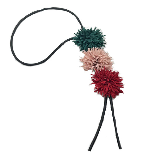 Trio- the Rubber Lariat Necklace with Spider Mum Flowers