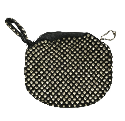 Black Round Evening Handbag with Sparkling Rhinestones circa 1930s