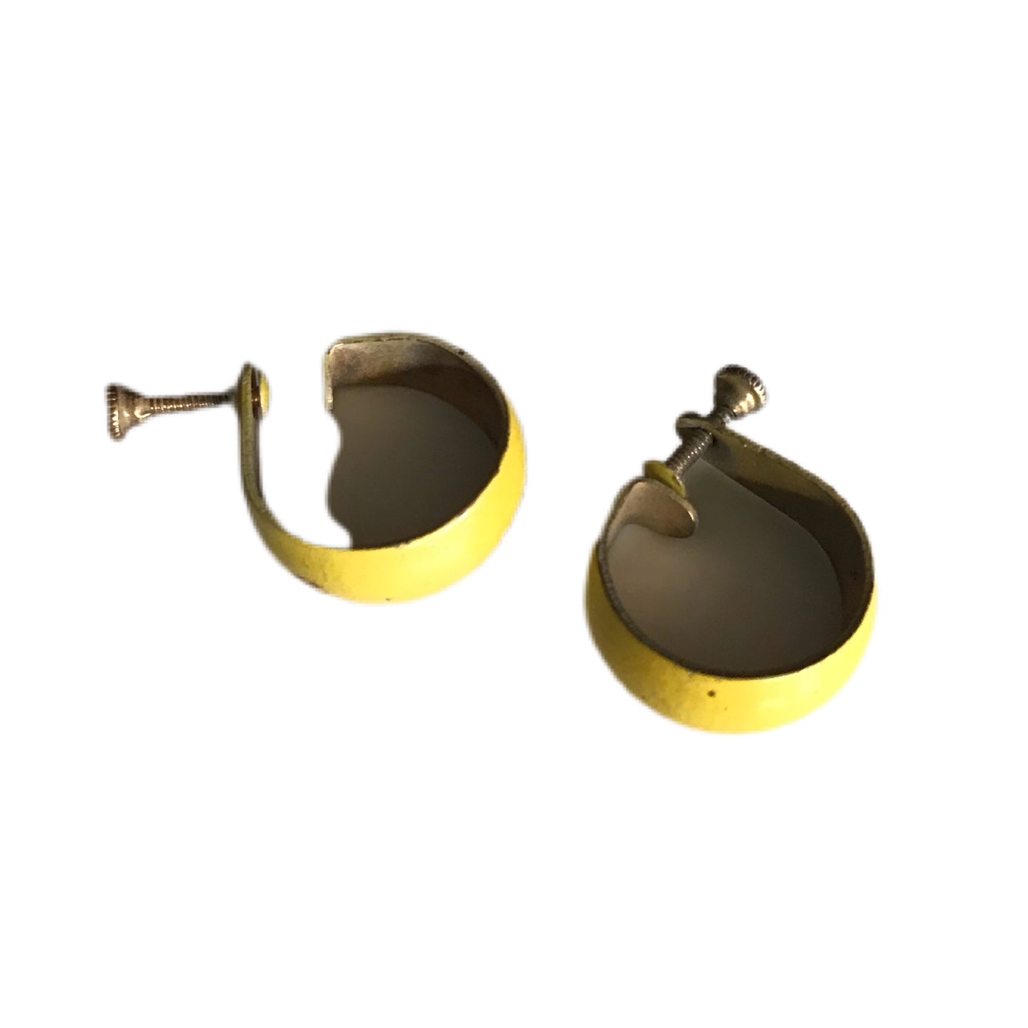 Enameled Yellow Miniature Hoop Earrings circa 1940s