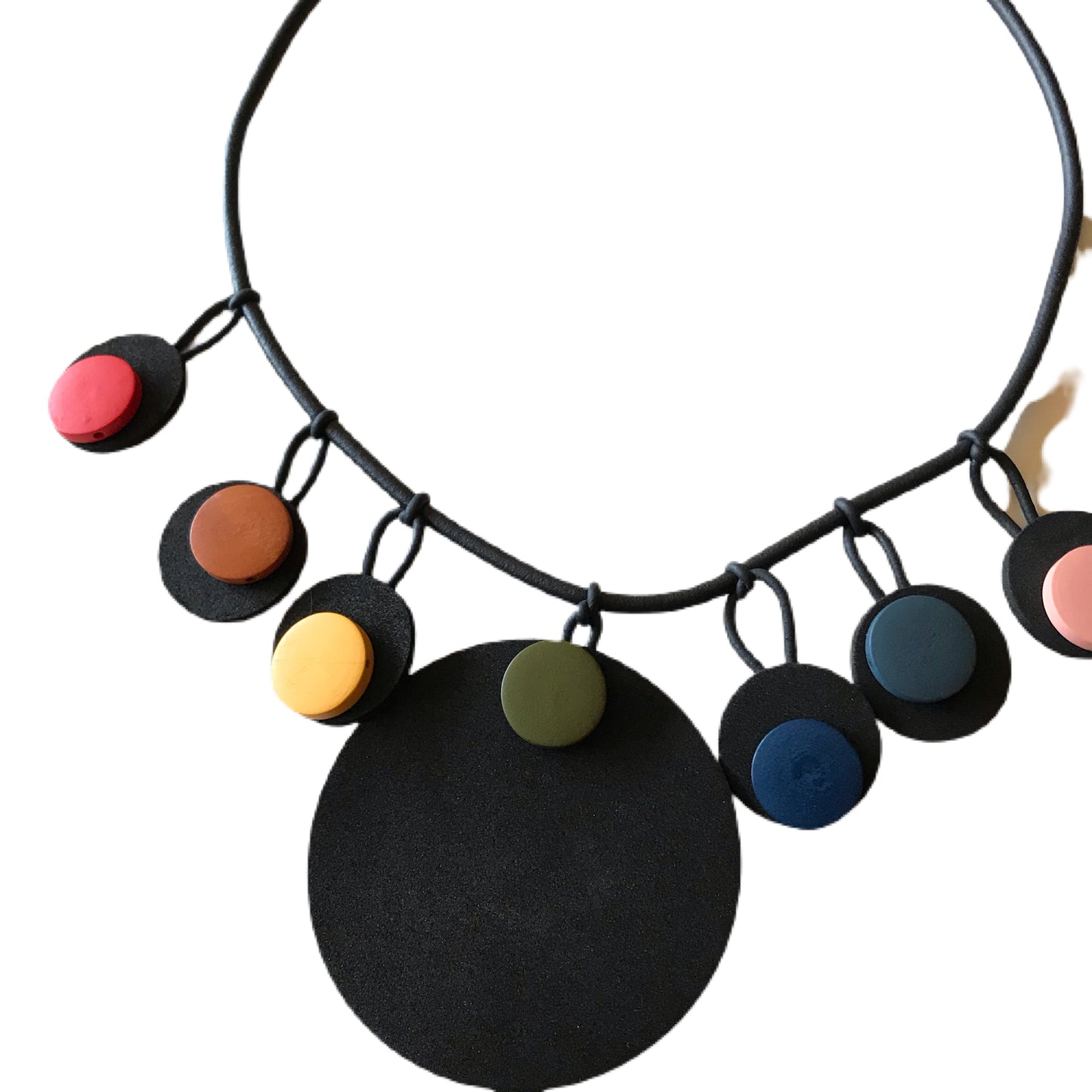 Op-Art Collection Foam Statement Necklace with Colored Discs