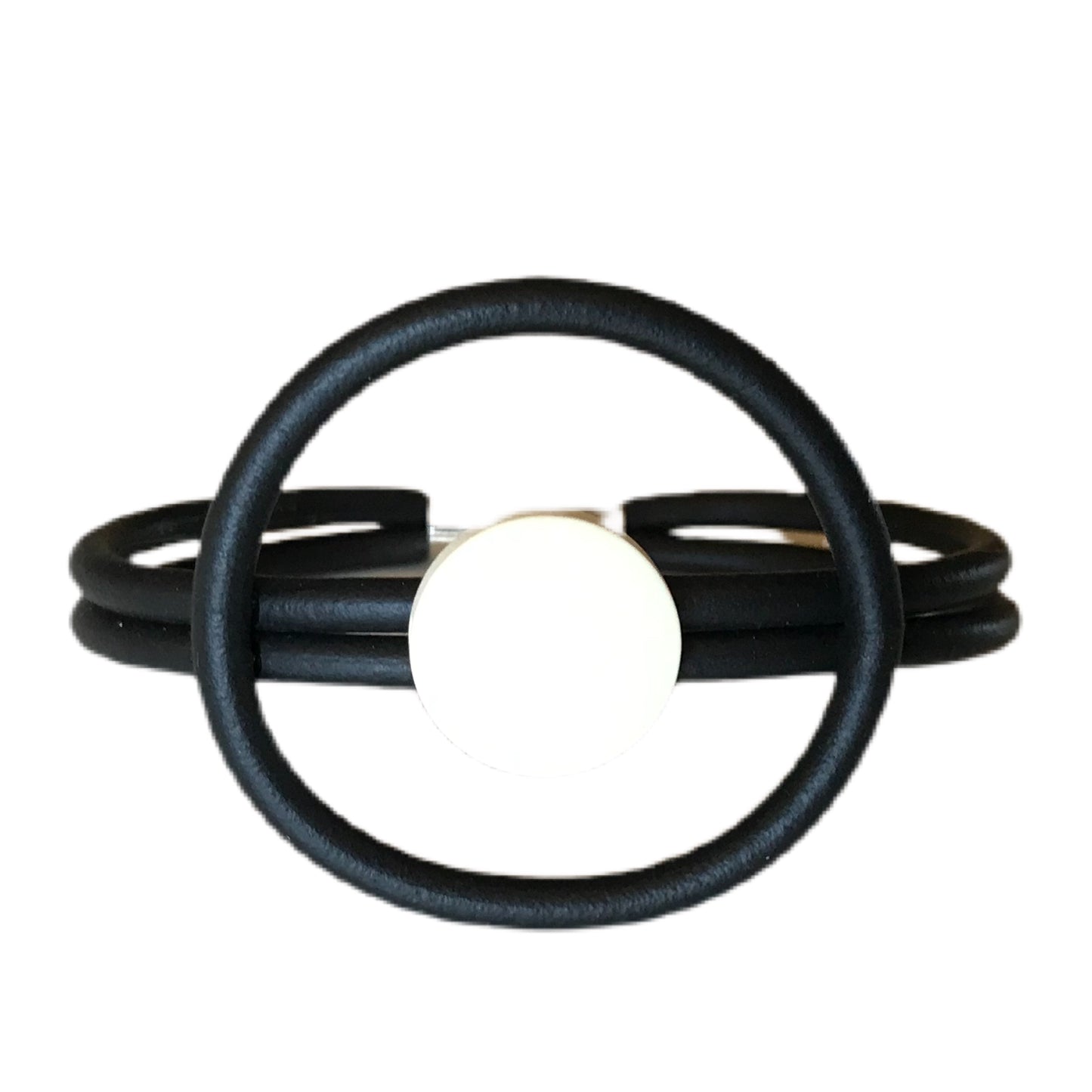 Op-Art Collection Foam Black Bracelet with White Dot Center