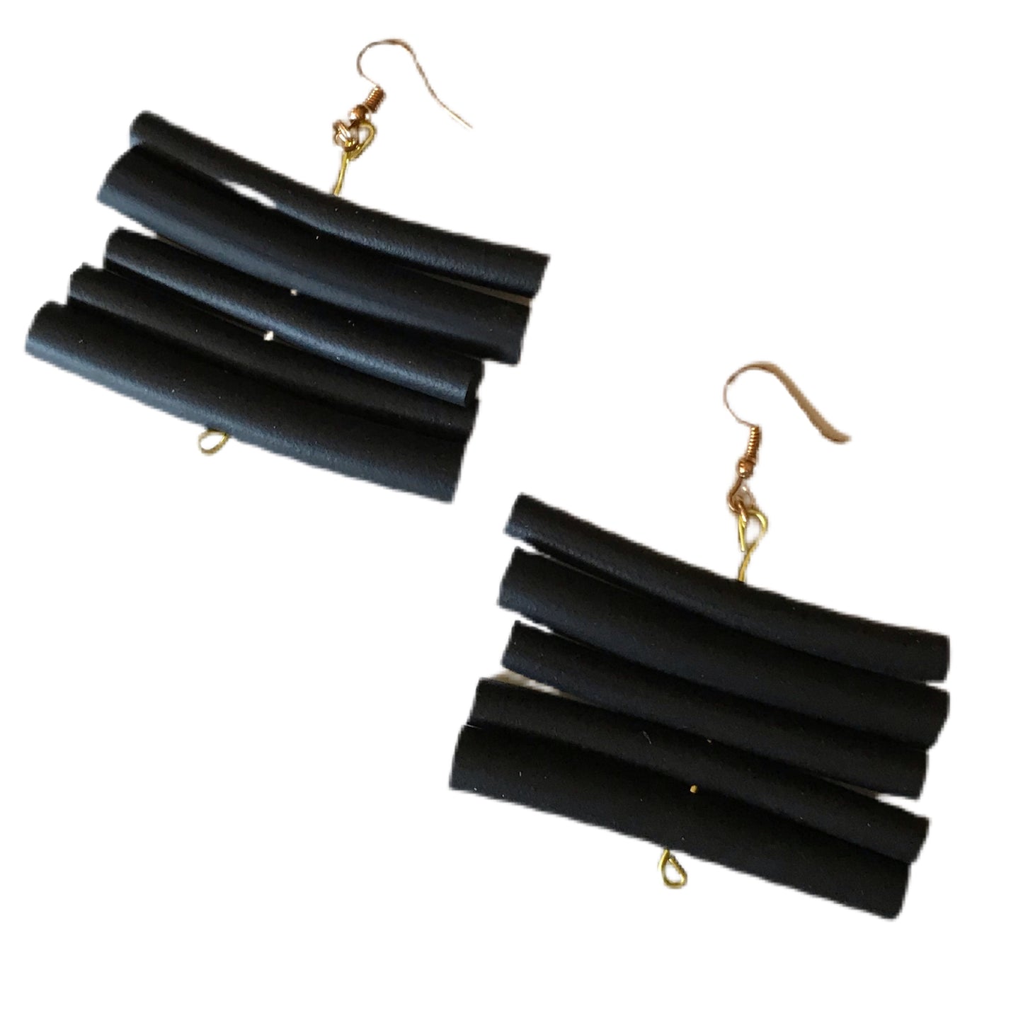 Op-Art Collection Foam Black Stacked Shapes Dangle Earrings