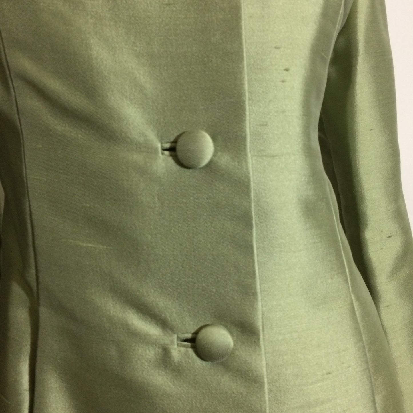Celadon Green Silk Jackie Style Suit circa 1960s