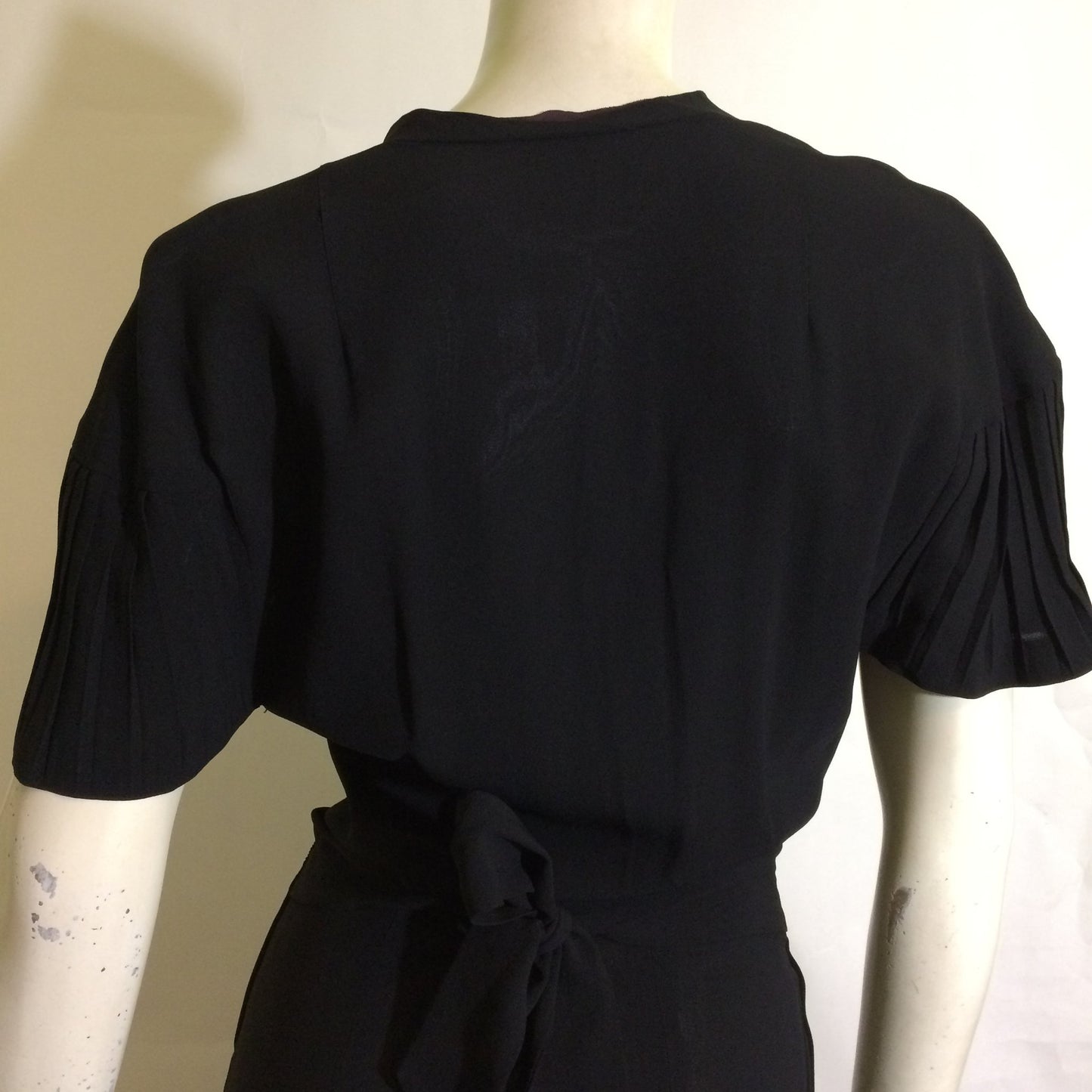 Pretty Pleated Black Tiered Skirt Cocktail Dress circa 1940s