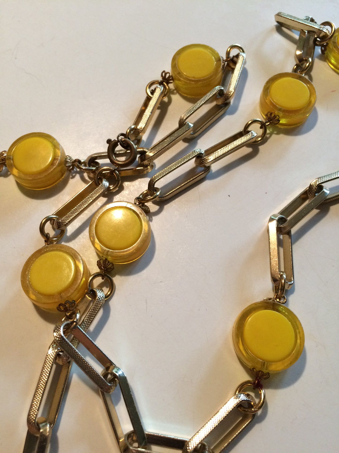 Lemon Yellow Discs and Links Necklace or Belt circa 1970s
